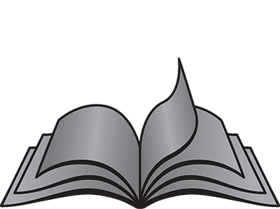 Open book illustration representing black and white publishing